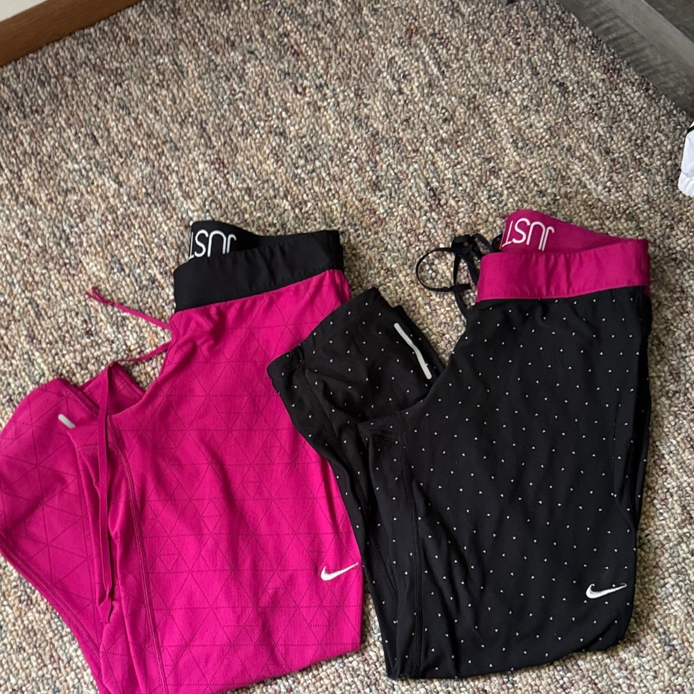 Nike Pink and Black Joggers Duo
